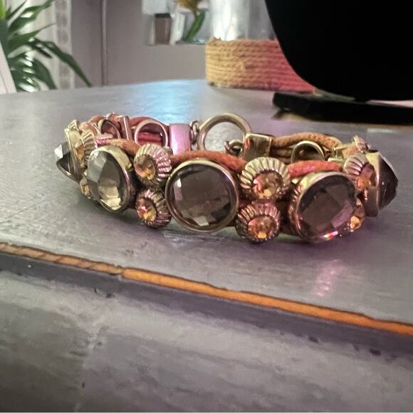 Bling Gold Tone Toggle Bracelet - Picture 2 of 11